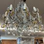 Antique chandelier with amber crystal drops and 10 lights