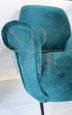 Pair of petrol blue 1950s armchairs in Gigi Radice style