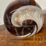 Vase by Carlo Moretti in brown Murano glass with white stripes, 1977