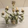 Antique painted wrought iron chandelier with 8 lights, late 19th century