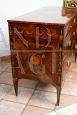 Antique Louis XVI Lombardo Veneto Italian chest of drawers with inlays in fine woods