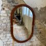 Vintage Ikea oval mirror from the 1970s in solid pine wood