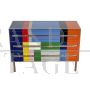 Vintage design chest of drawers in multicolored glass with 3 drawers, 1980s