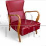 Pair of Art Deco style armchairs in red eco-leather