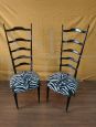 Pair of Chiavarine chairs in ebony with high ladder back