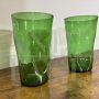 Pair of Empoli vases in crushed effect green glass, 1940s        