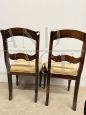 Pair of antique Louis Philippe chairs in carved solid walnut, 1850