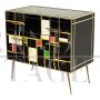 Dresser with three drawers in black and colored glass