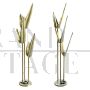 Pair of floor lamps with polished brass leaves