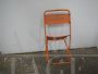 Set of 4 orange iron folding garden chairs, 1970s