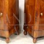 Pair of antique capuchin bedside tables from the Charles X era in walnut, 19th century Italy