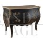 Baroque style dresser in black lacquered wood with golden top