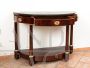 Antique French half-moon console in mahogany feather with black marble top