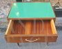 Vintage teak bedside table with green glass top