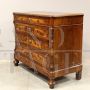 Antique Louis Philippe chest of drawers in walnut briar, 19th century Italy