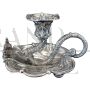 Art Nouveau candle holder in 800 silver by Wilhelm Binder, late 19th century  