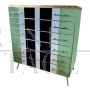 Small tallboy dresser with vertical lines in colored glass