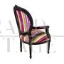 Antique style medallion armchair with multi-coloured fabric