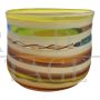 Colizza Murano glass vase with colored stripes