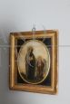 Antique painting on onyx from the 17th century with Santa Francesca Romana and angel