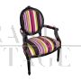 Antique style medallion armchair with multi-coloured fabric