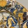 Large antique plate in Neapolitan majolica by Carlo Mollica depicting Neptune