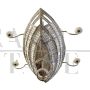 Large boat-shaped chandelier covered with Murano glass beads and tiles