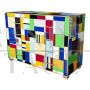 Design dresser covered with multicolored Murano glass tiles