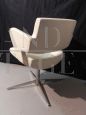 Vintage design desk chair in white leather, Italy 1990s