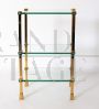 Vintage étagère whatnot or side table in brass and glass