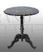 Antique Napoleon III snap top side table in ebonized wood with inlays