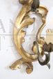 Antique style wall light with 3 light points in gilded wood