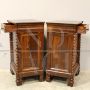 Pair of Louis Philippe capuchin bedside tables in walnut, Italy 19th century