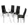 Set of 4 design chairs in black leather with high backrest