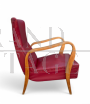 Pair of Art Deco style armchairs in red eco-leather