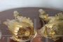 Pair of Salviati candlesticks with dolphins in golden Murano glass