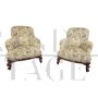 Antique living room set with sofa and armchairs in damask fabric