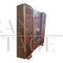 Art Deco wardrobe in walnut briar with mirrored door, Italy 1930s