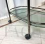 Vintage metal bar trolley with two glass tops, 1970s