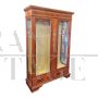 Antique style bookcase display cabinet inlaid and with silk-screened glasses