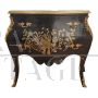 Baroque style dresser in black lacquered wood with golden decorations