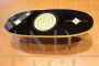 Black and gold oval coffee table, Italian design from the 70s           