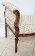 Antique French Napoleon III small bench in solid walnut, 19th century