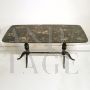 Black Art Deco dining table with black marble effect glass top