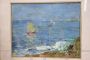 Painting with a seascape by Amedeo Merello, oil on canvas from the 1960s