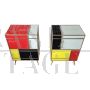 Pair of bedside tables in wood and glass in four colours