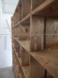 Raised fir industrial shelving unit from 1970s