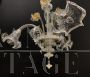 Cesare Toso chandelier in Murano glass with golden flowers, Italy 1980s