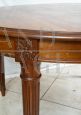 Antique Napoleon III oval extendable table in solid walnut