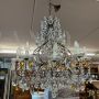 Antique chandelier with amber crystal drops and 10 lights